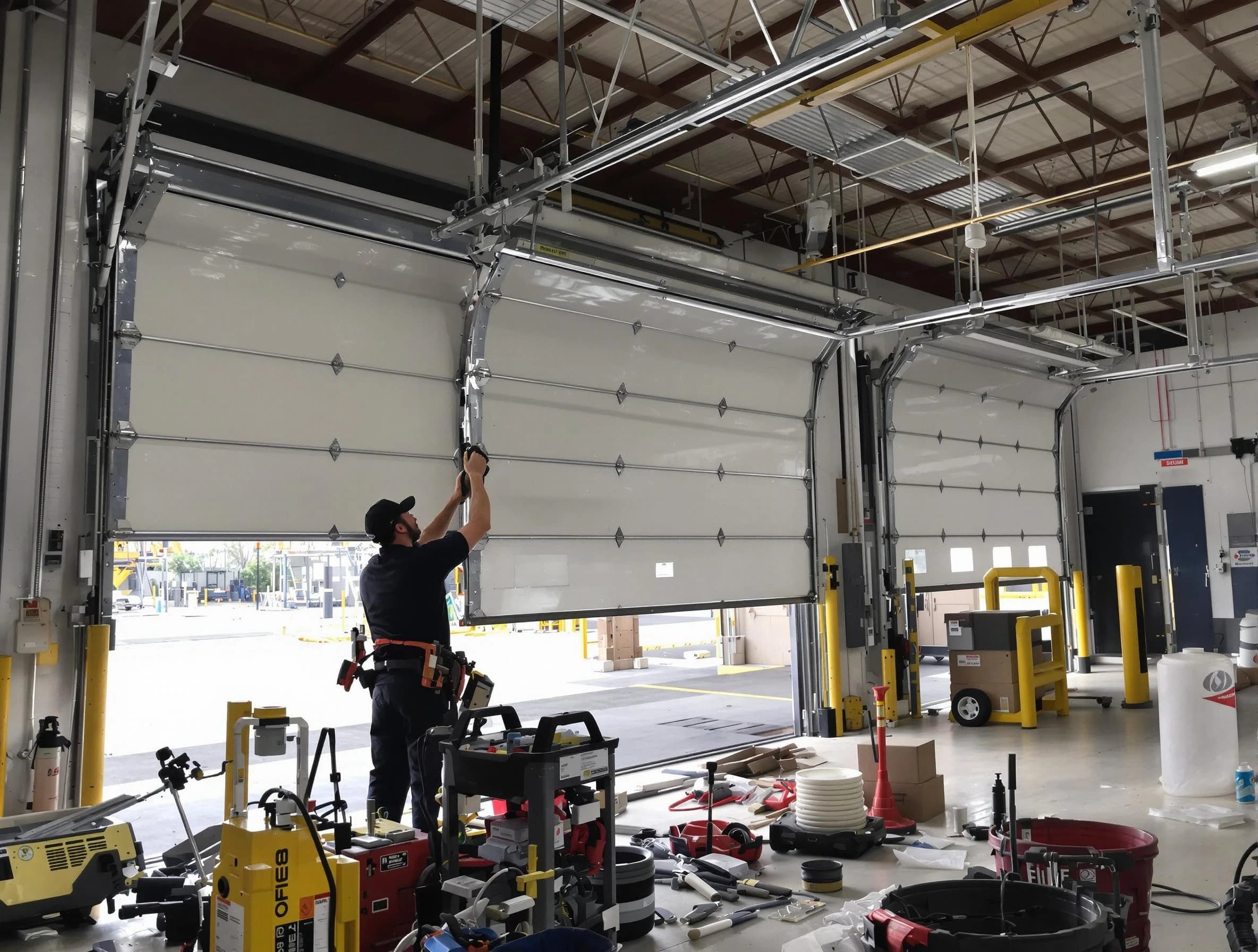 Randolph Garage Door Repair technician performing commercial garage door repair in Randolph