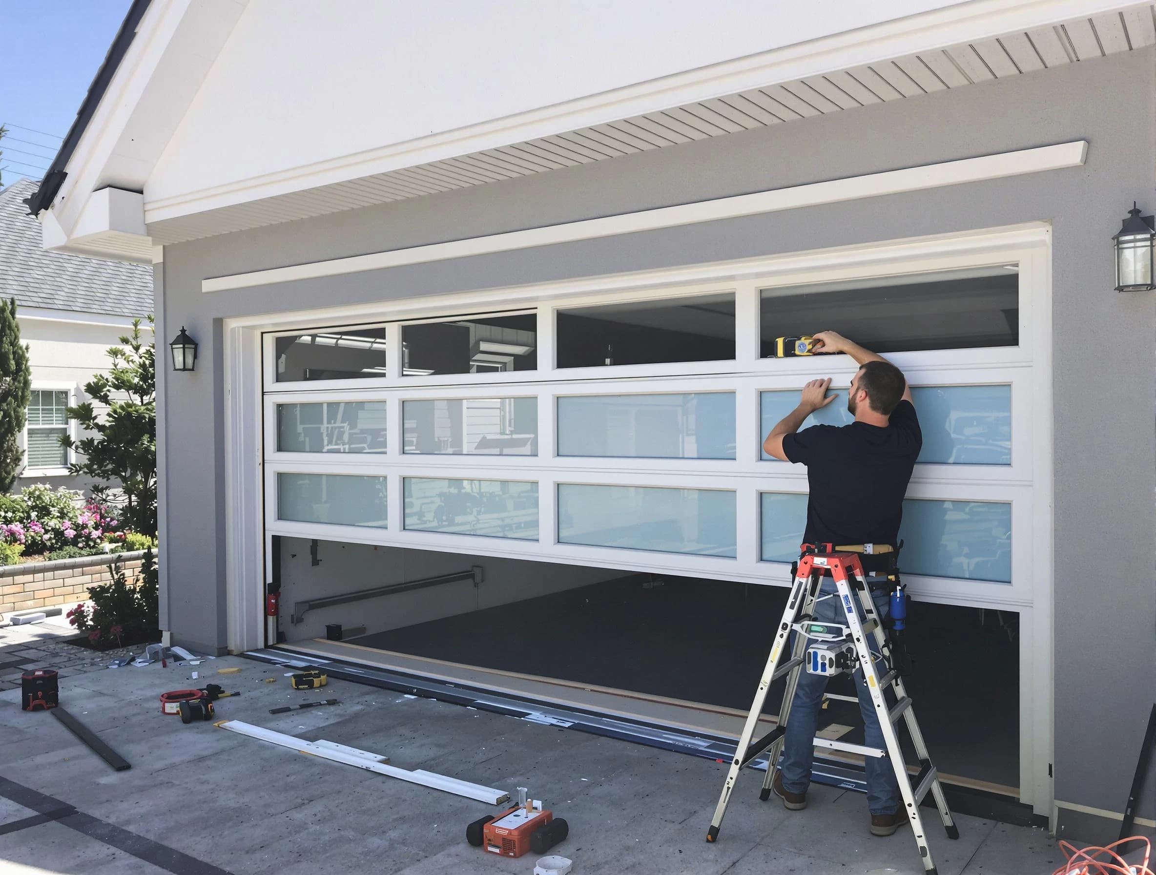 Randolph Garage Door Repair team performing garage door replacement in Randolph