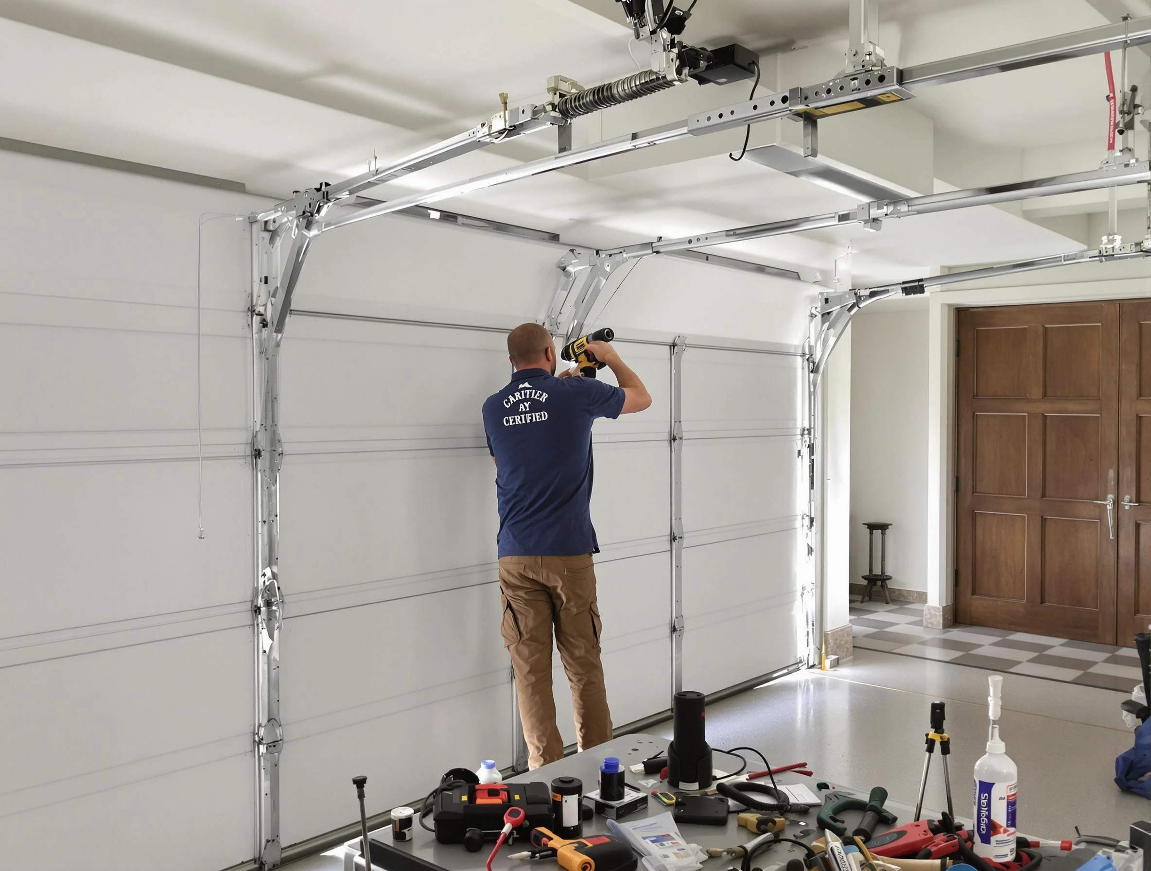 Randolph Garage Door Repair certified technician performing precision garage door repair in Randolph