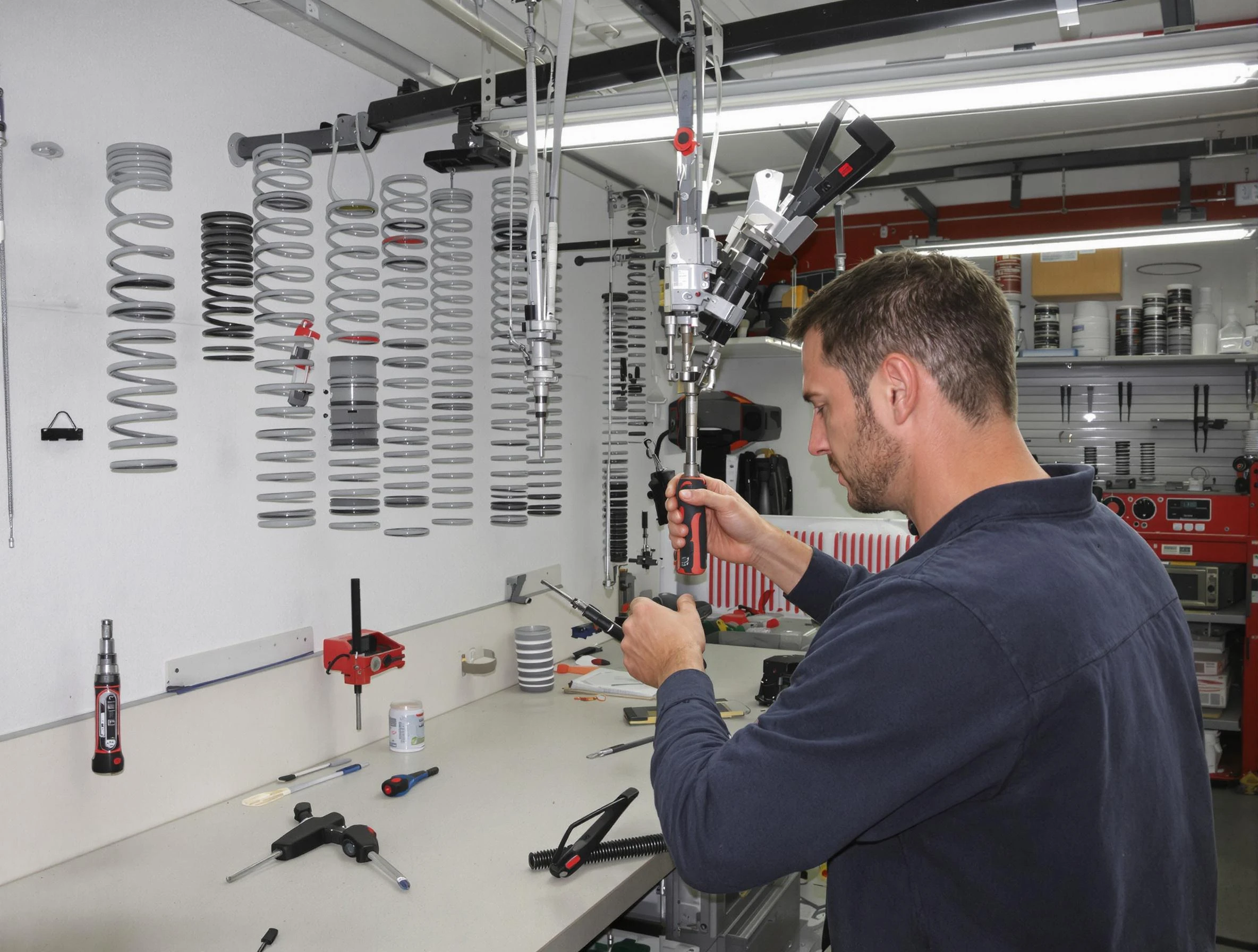 Randolph Garage Door Repair safety certified technician performing precision spring replacement in Randolph